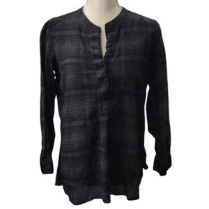 Theory Plaid Long Sleeve Blouse